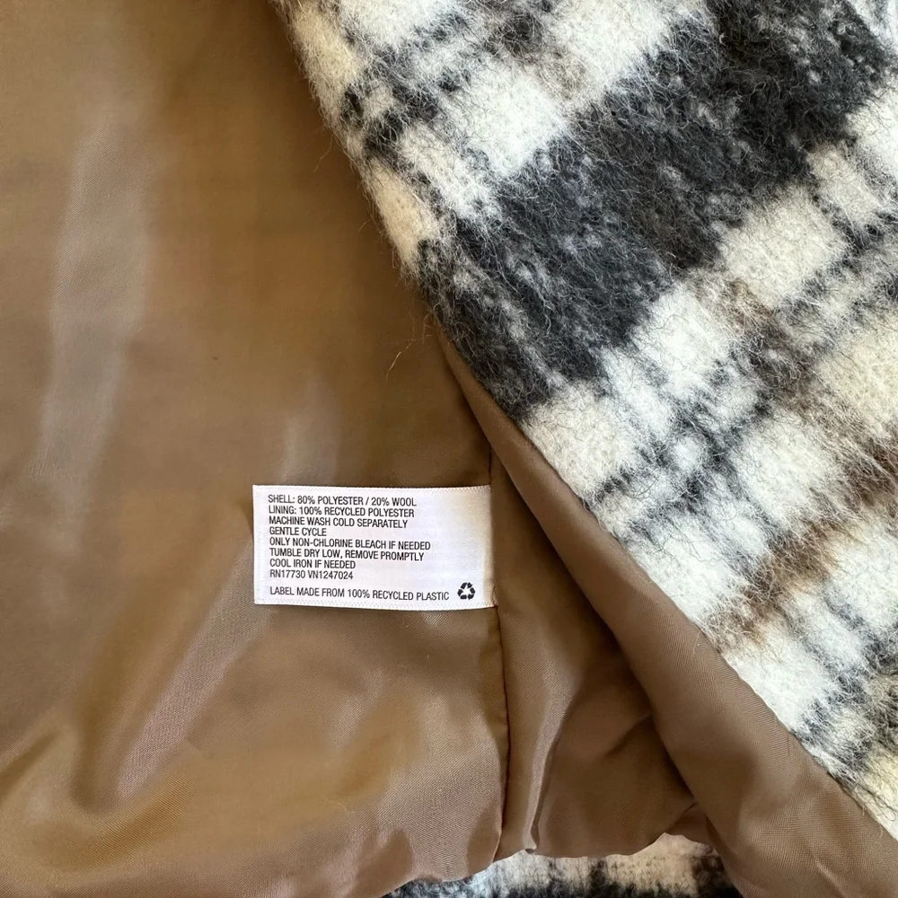 Universal Thread Wool Blend Plaid Shacket – Tan Black – XS NWT - Picture 6 of 6